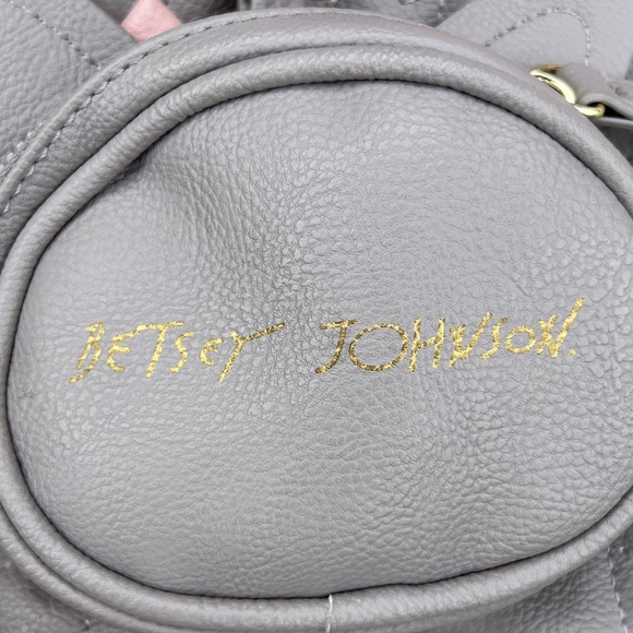 Betsey Johnson Pink and Gray True to Your Heart Quilted Backpack Diaper Bag - Picture 12 of 15